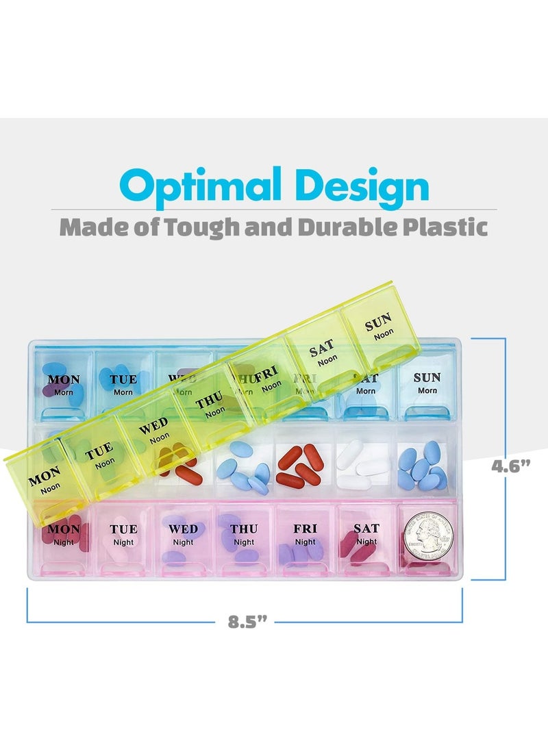 Weekly Pill Organizer - 21 Day Pill Planners for Pills Vitamins & Medication, 3 Times-a-Day Medication Reminder Boxes, Easy to Read & Travel Friendly - Image 5