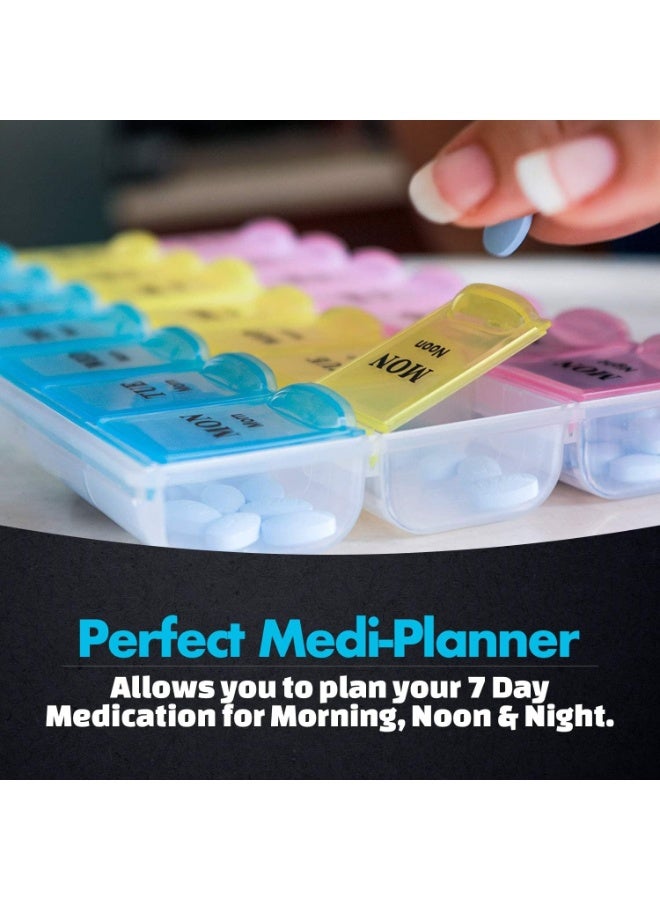 Weekly Pill Organizer - 21 Day Pill Planners for Pills Vitamins & Medication, 3 Times-a-Day Medication Reminder Boxes, Easy to Read & Travel Friendly - Image 2