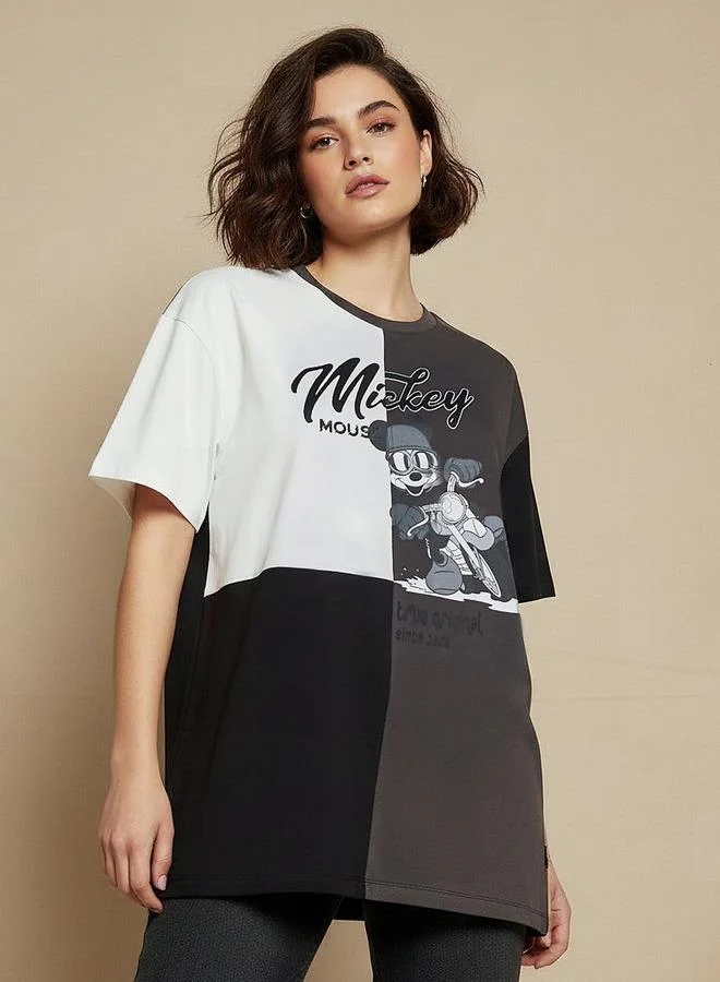 SP Characters Mickey Mouse Print Loose Fit T shirt