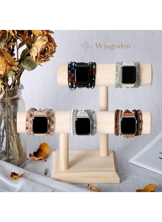 Beaded Boho Watch Band Compatible Apple Watch Band 41mm/38mm/40mm 5 Wrap Watch Bracelet Apple Watch Strap for Women Men Natural Stone iWatch Band Series 8/7/6/5/4/3/2/1/SE/Ultra, Tiger Eye, M