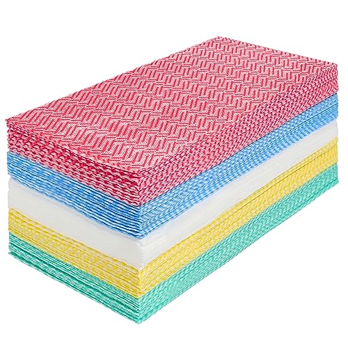 JEBBLAS Cleaning Towels - Reusable Dish Cloths, Absorbent Wipes, Dry Quickly - 60 Sheets, 5 Colors - Image 1