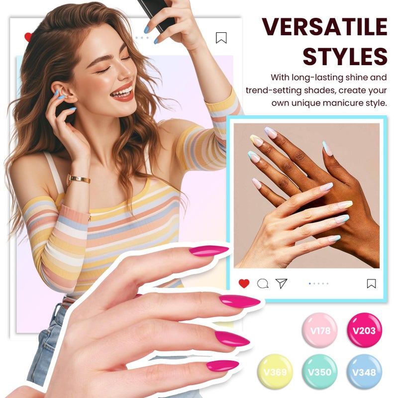 VANREESA Gel Nail Polish Kit with U V Light 53 Pcs Gel Polish Nail Set 36 Sweet Colors Nail Polish Set with Base Coat and 4 Effects Top Coat Manicure Tools Complete Nail Kit Gifts for Women Girls - Image 3