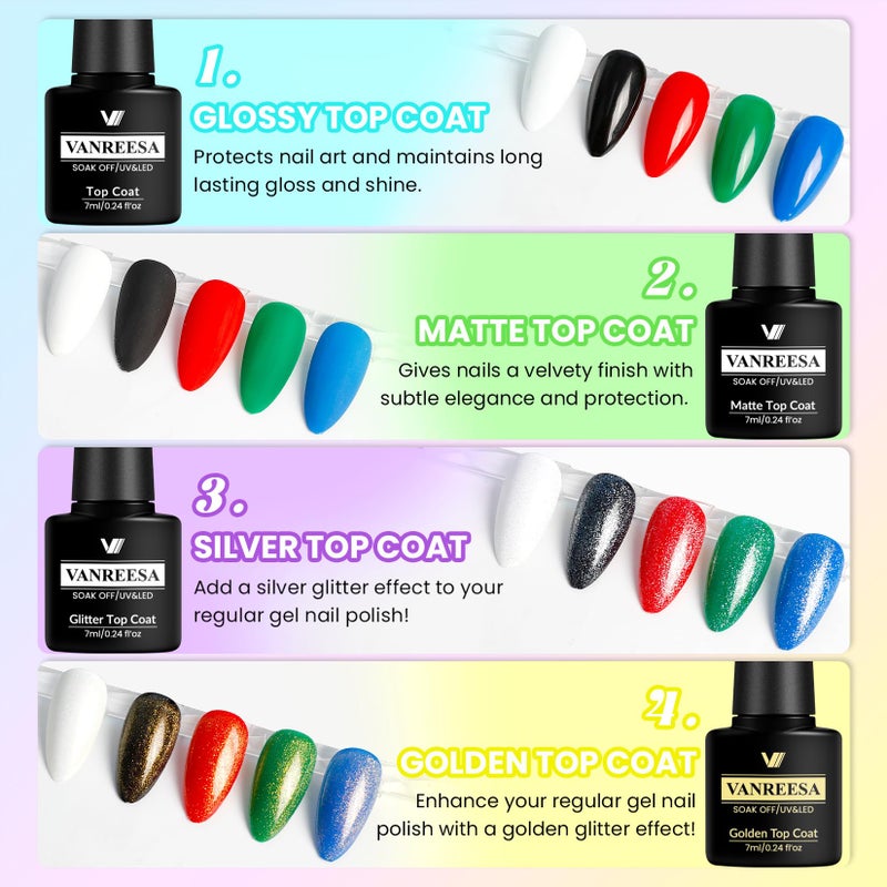 VANREESA Gel Nail Polish Kit with U V Light 53 Pcs Gel Polish Nail Set 36 Sweet Colors Nail Polish Set with Base Coat and 4 Effects Top Coat Manicure Tools Complete Nail Kit Gifts for Women Girls - Image 5