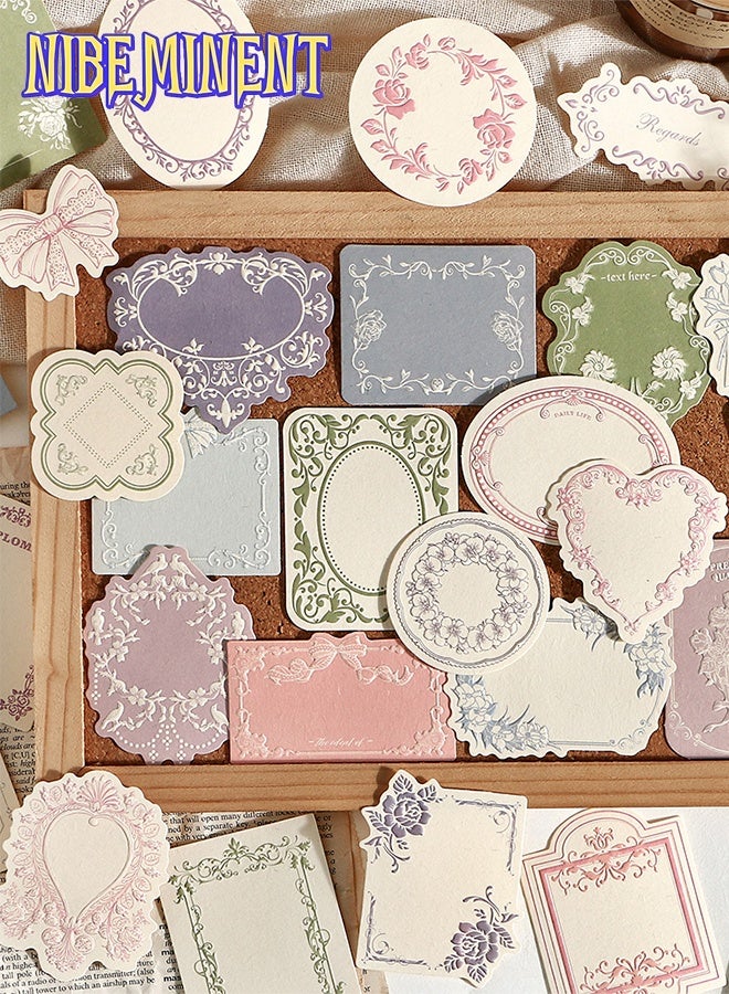 NIBEMINENT 30 Pcs Vintage Pink Lace Edge Scrapbook Paper Set, Embossed Floral Journaling Stationery Kit, Aesthetic Decorative Writing Paper, Retro Craft Material for Cardmaking, Scrapbooking, and DIY Gifts, Greeting Cards（Blue） - Image 4