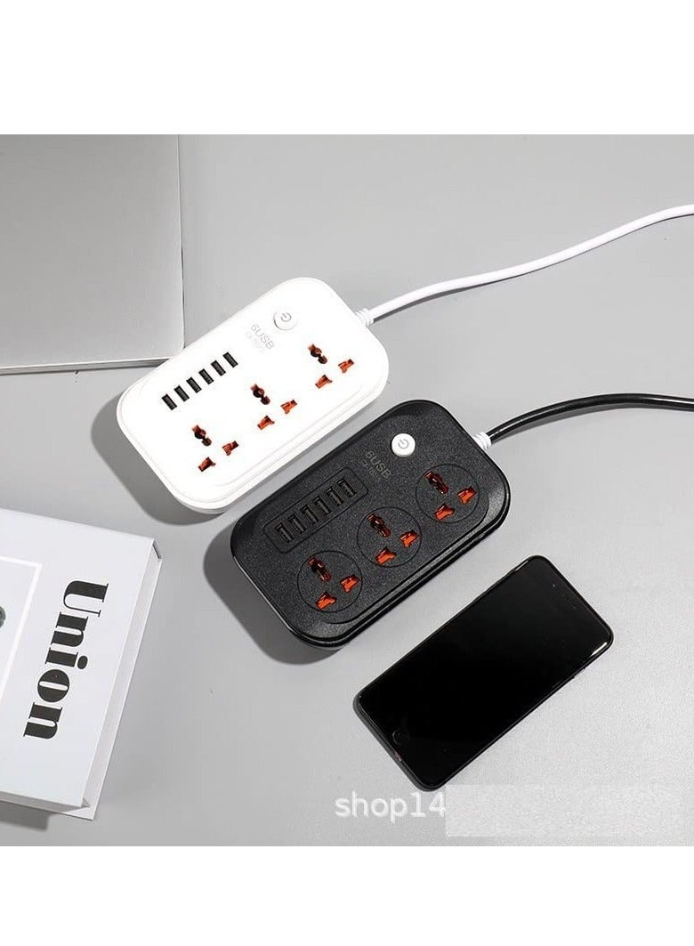 ELTRAZONE 3 Way Smart power socket with 6 USB ports, 3 AC Sockets with 2 Meters Cable and 6 USB Fast Charging Ports USB PORTS - Image 3