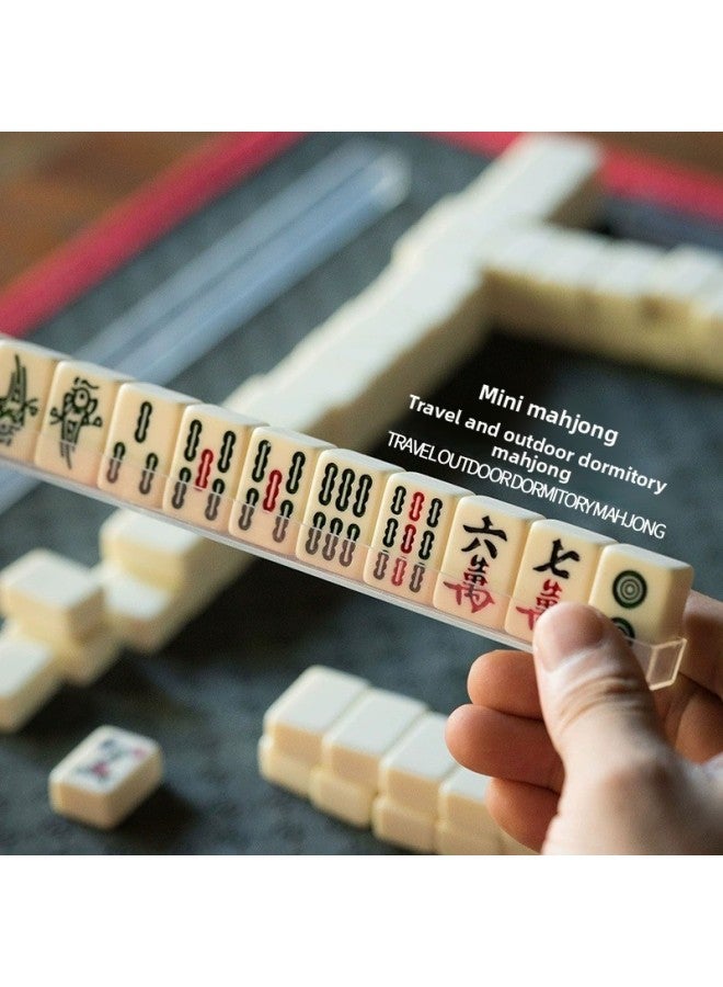 Portable Mini Mahjong Brand Small Size Travel Dormitory Outdoor Mahjong Mini Hand Rub Internet Celebrity Home Entertainment Mahjong Brand-Specification:Lh103 Travel Mini Mahjong Set [20mm] - Image 4