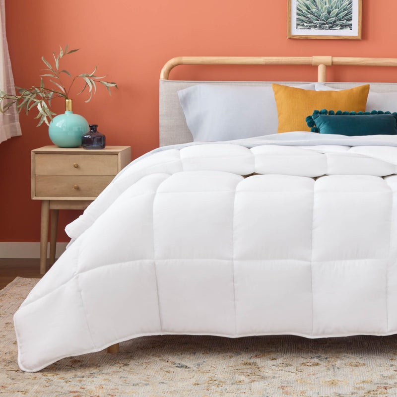 LINENSPA LINENSPA White Down Alternative Comforter and Duvet Insert  AllSeason Comforter with Box Stitch and 8 Duvet Loops  Bedding for Kids Teens and Adults  Queen 
