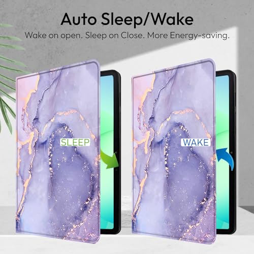 Robustrion Cover for Samsung Galaxy Tab A11 Plus Cover Case 11 inch, Folio Cover Case for Samsung Galaxy Tab A11 Plus Cover/Tab A11+ Tablet Cover with Pencil Holder - Marble Lilac - Image 3