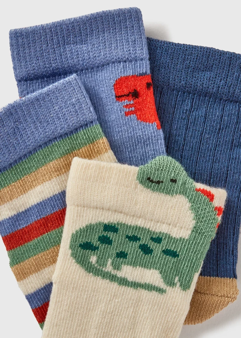 ماتلان 4 Pack Baby Blue Dino Socks