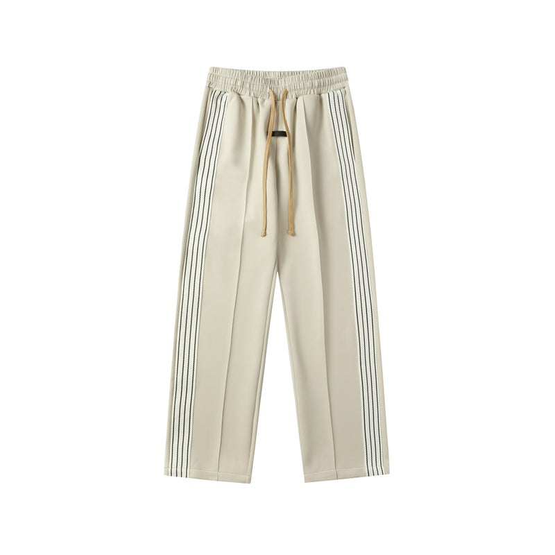 Correct version of FOG double line ESSENTIALS string standard cardigan zipper sweater loose high street sports pants suit White 9905#