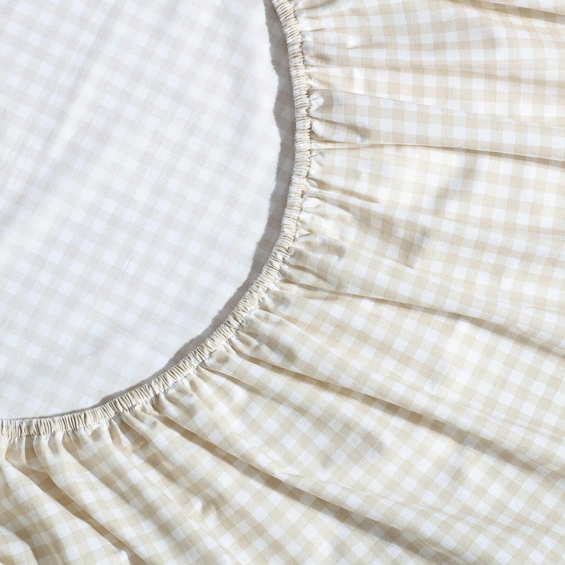 Eddie Bauer - Sheet Set, Cotton Percale Bedding with Matching Pillowcase, Crisp & Breathable, 200-Thread Count, Classic Comfort Essentials (Little Gingham Beige, Full) - Image 4