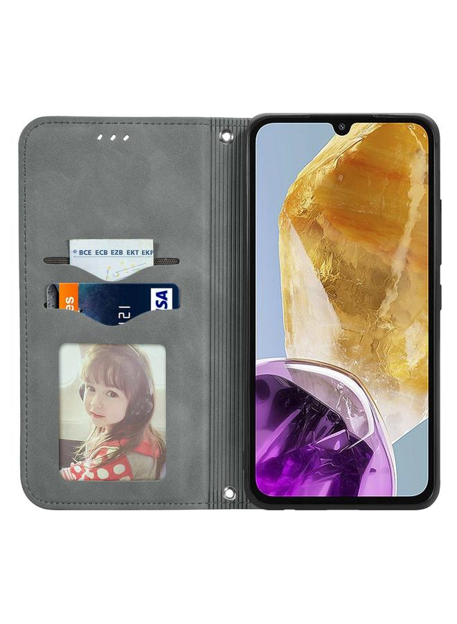 اس-توب جراب هاتف Samsung Galaxy M15 من الجلد المغناطيسي ذو الملمس الرجعي - Image 3