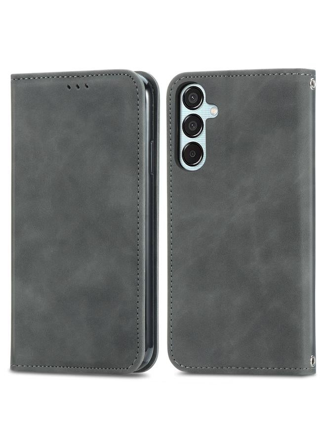 اس-توب جراب هاتف Samsung Galaxy M15 من الجلد المغناطيسي ذو الملمس الرجعي - Image 1