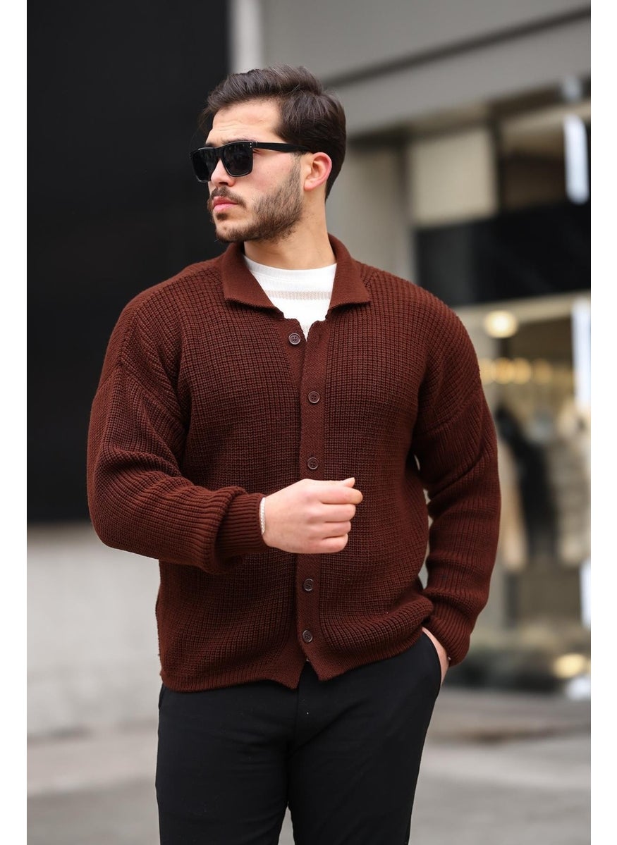 Oversize Selanik Knitted Buttoned Men's Cardigan - Dark Brown - pzsku/ZEF1DEE0479AF953E01C0Z/45/_/1741192096/17f63611-60fc-417f-9f43-65bc57d61aaf