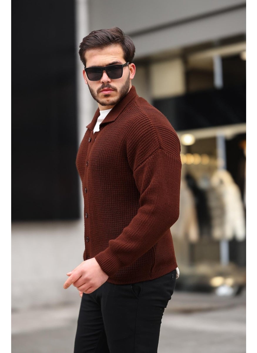 Oversize Selanik Knitted Buttoned Men's Cardigan - Dark Brown - pzsku/ZEF1DEE0479AF953E01C0Z/45/_/1741192102/7cf191a5-f1ce-4234-8fe3-42844cb3bef7