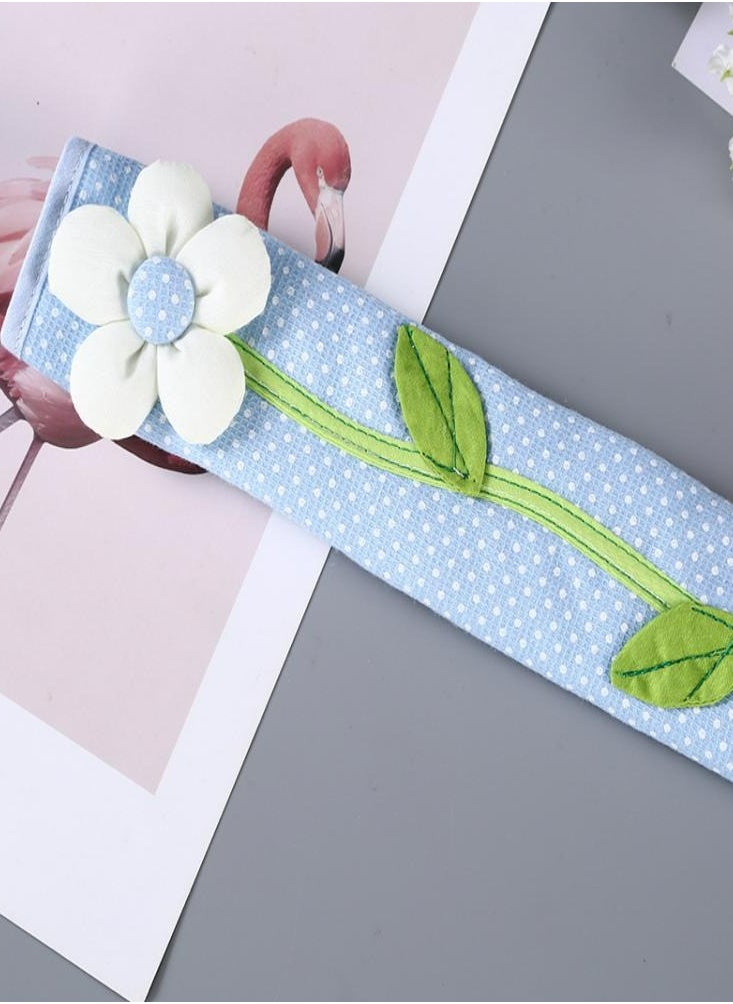 Oasisgalore Flower Cotton Refrigerator Door Handle Cover Blue for Winter Home Kitchen  - Image 5
