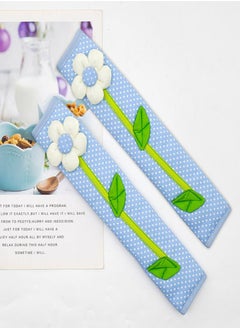 Oasisgalore Flower Cotton Refrigerator Door Handle Cover Blue for Winter Home Kitchen  - Image 3