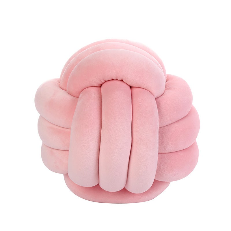 Nordic Fur Ball Pillow Three-Strand Rope Knot Ball Pillow Hand-Woven Crystal Velvet Pillow Cushion Knot Bay Window Cushion - Image 3