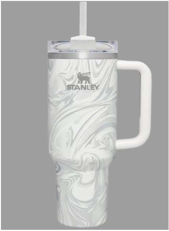 Stanley Quencher H2.0 FlowState 40 oz Vacuum Insulated Tumbler – Rose Quartz Swirl Travel Mug with Reusable Lid and Straw for Water, Coffee, Smoothies, Iced Tea – Durable, Stylish, and Leakproof – Perfect for Daily Hydration and On-the-Go Convenience - Image 1