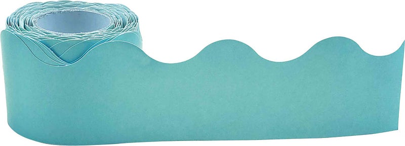 Teacher Created Resources Light Turquoise Scalloped Rolled Border Trim - 50ft - Decorate Bulletin Boards, Walls, Desks, Windows, Doors, Lockers, Schools, Classrooms, Homeschool & Offices - Image 3