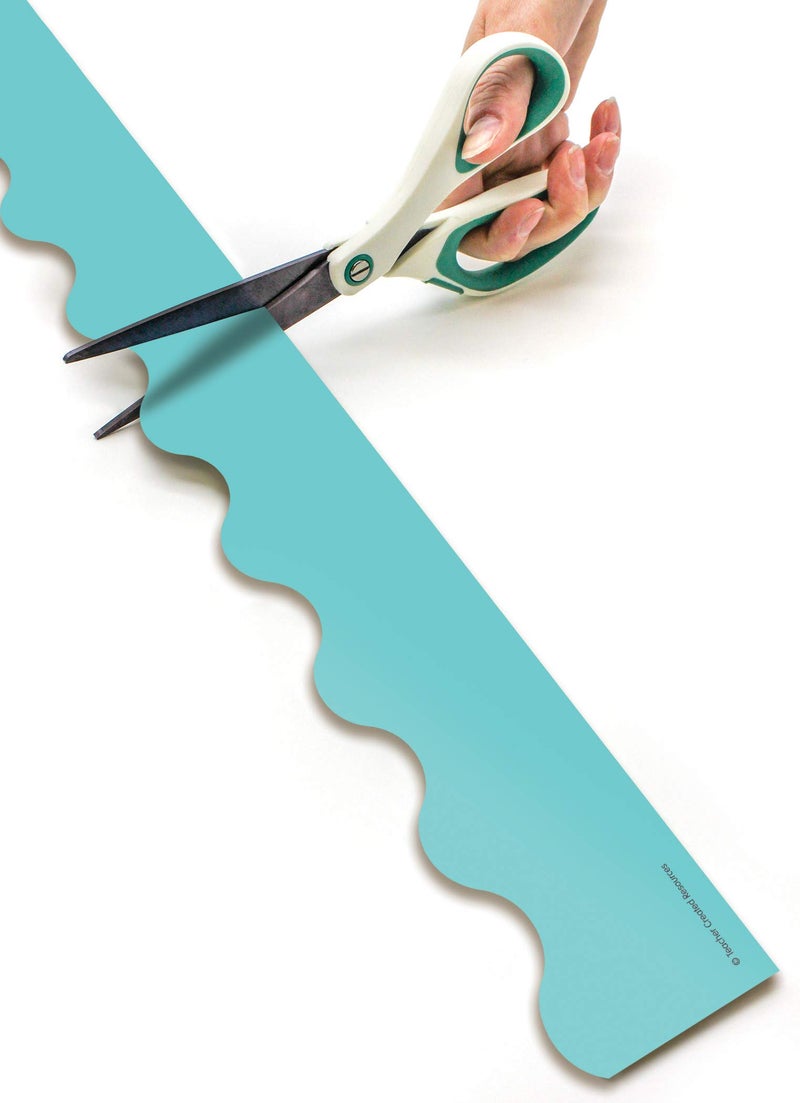 Teacher Created Resources Light Turquoise Scalloped Rolled Border Trim - 50ft - Decorate Bulletin Boards, Walls, Desks, Windows, Doors, Lockers, Schools, Classrooms, Homeschool & Offices - Image 4
