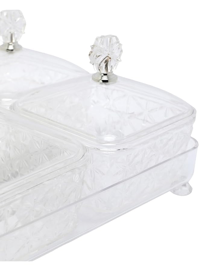 Soleter Deluxe Square Shape Acrylic Candy Box With 4 Compartment, Clear, 27.2 X 27.2Cm - Image 3