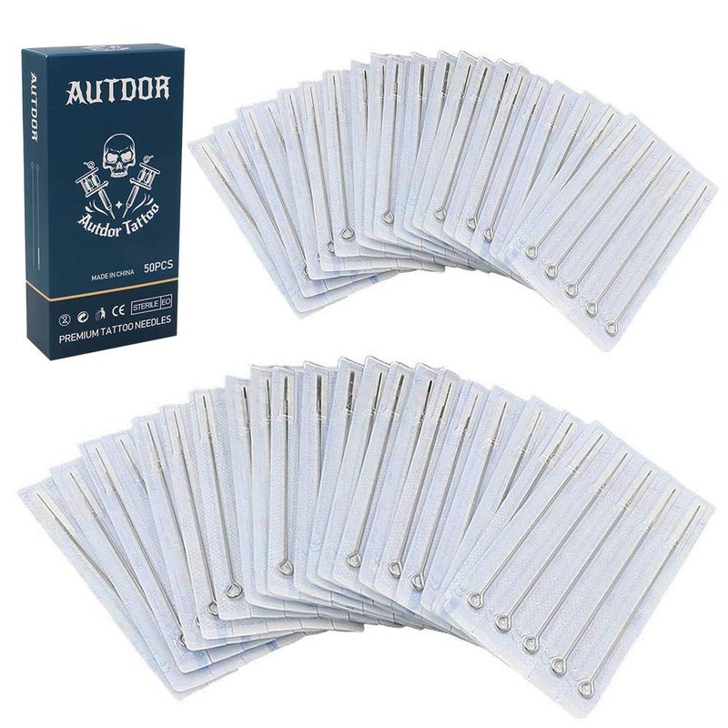 Autdor Tattoo Needles and Tips Kit - Autdor 50pcs Disposable Mixed Tattoo Needles + 50pcs Mixed Disposable Tattoo Tips, 5pcs of each 3RL 5RL 7RL 9RL 5RS 7RS 9RS 5M1 7M1 9M1 3RT 5RT 7RT 9RT 5FT 7FT 9FT - Image 2