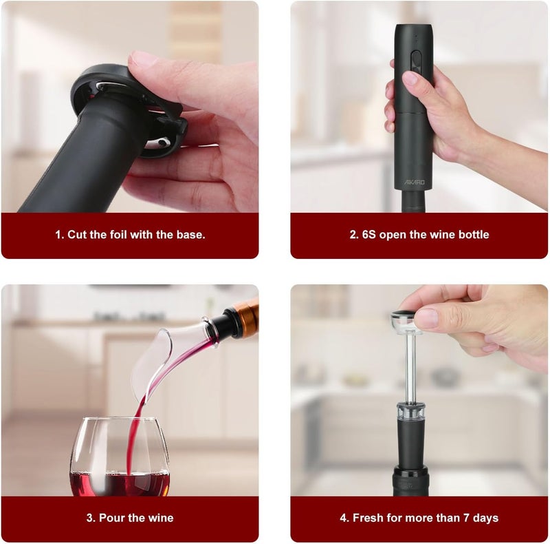 AIKARO - Electric Wine Bottle Opener Automatic Corkscrew, Rechargeable (Set A) - Image 5