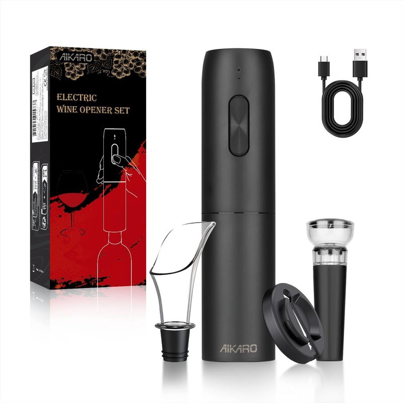 AIKARO - Electric Wine Bottle Opener Automatic Corkscrew, Rechargeable (Set A) - Image 1