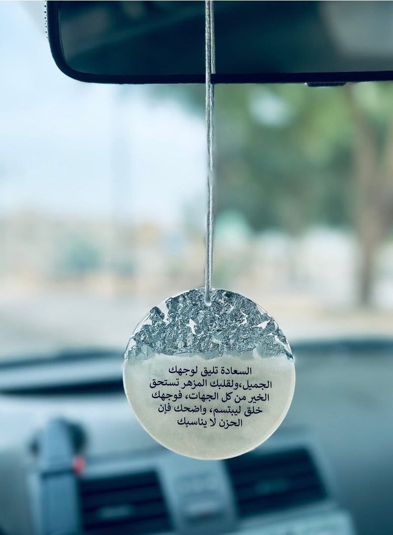 An elegant double-sided car pendant embroidered with silver leaf from luxurious resin - Image 2