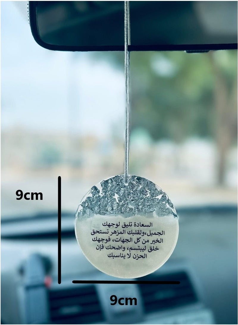 An elegant double-sided car pendant embroidered with silver leaf from luxurious resin - Image 3