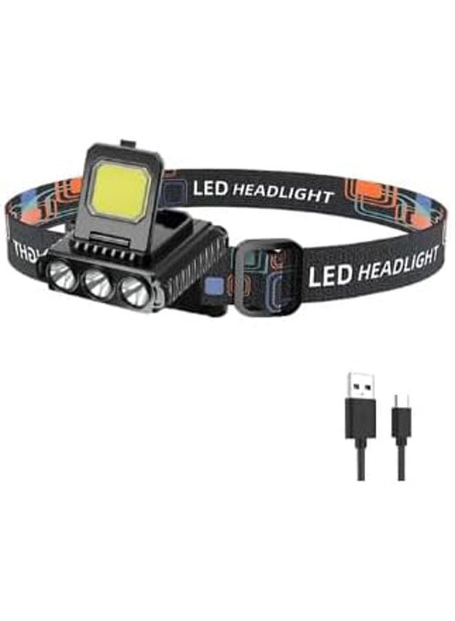 LED COB الاستشعار المصابيح الأمامية في الهواء الطلق التخييم مصباح يدوي كشافات قابل للتعديل 4 أوضاع الإضاءة العمل USB قابلة للشحن الشعلة قوية - Image 1