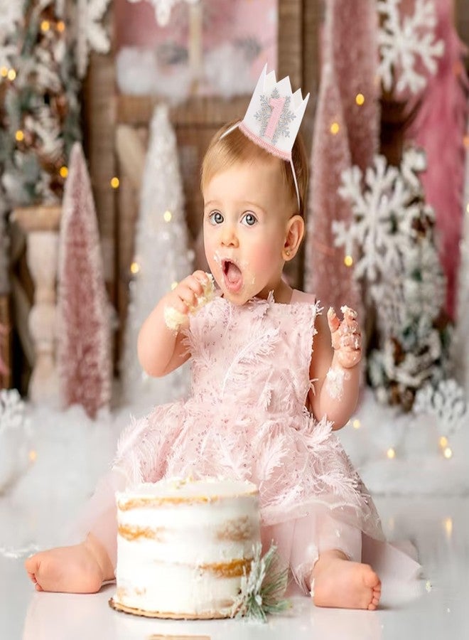 HIKLO First Birthday Crown - Crown Hat for Baby Boy/Girl, 1st Birthday Party Decoration, Cake Smash Photo Props, Outfits for Baby (Winter Onederland 1st Birthday Crown) - Image 3