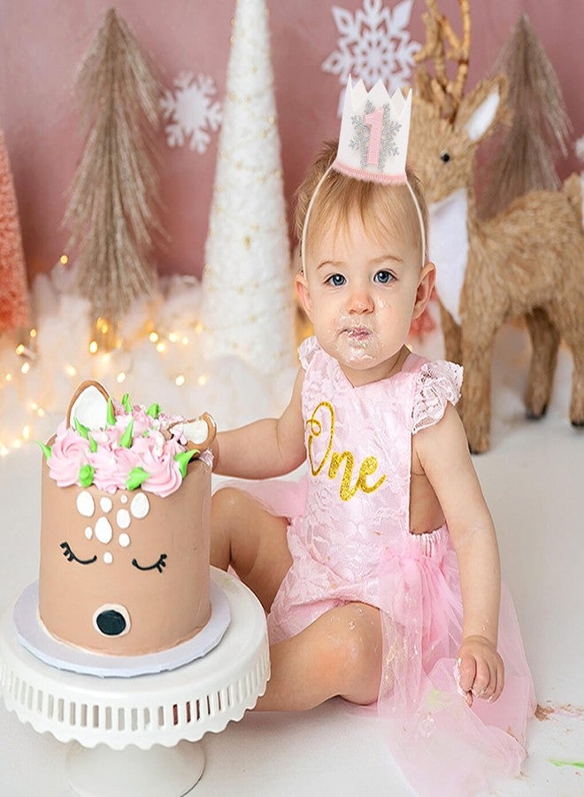 HIKLO First Birthday Crown - Crown Hat for Baby Boy/Girl, 1st Birthday Party Decoration, Cake Smash Photo Props, Outfits for Baby (Winter Onederland 1st Birthday Crown) - Image 5