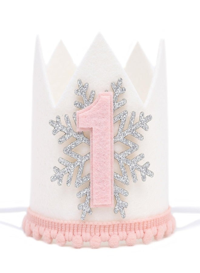 HIKLO First Birthday Crown - Crown Hat for Baby Boy/Girl, 1st Birthday Party Decoration, Cake Smash Photo Props, Outfits for Baby (Winter Onederland 1st Birthday Crown) - Image 1