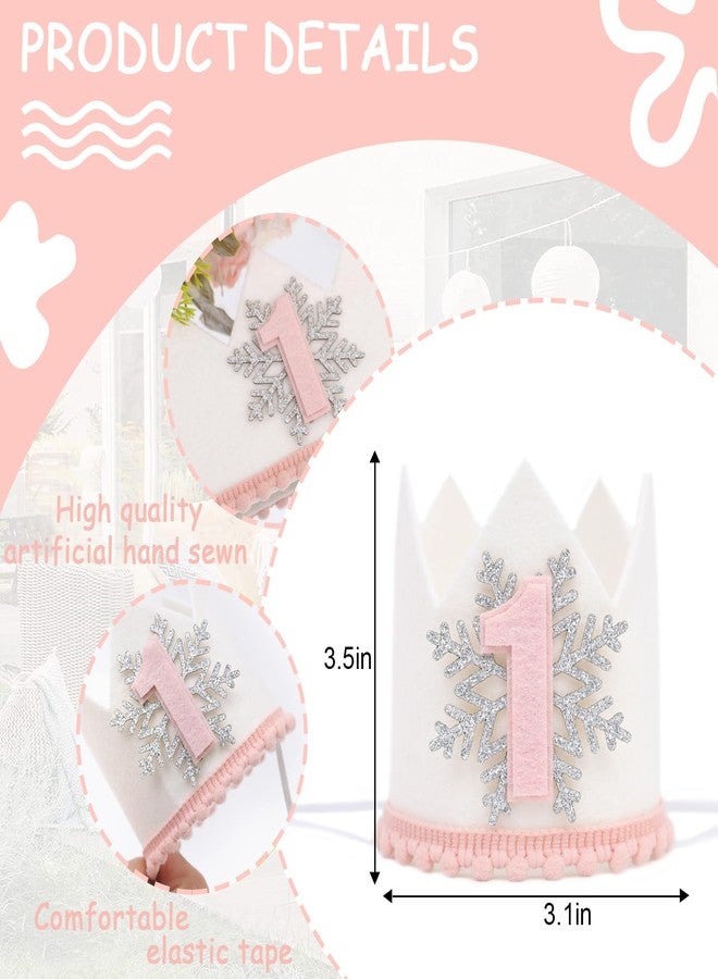HIKLO First Birthday Crown - Crown Hat for Baby Boy/Girl, 1st Birthday Party Decoration, Cake Smash Photo Props, Outfits for Baby (Winter Onederland 1st Birthday Crown) - Image 2