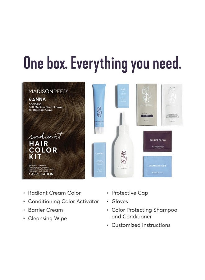 Madison Reed Radiant Hair Color Kit Soft Medium Neutral Brown For 100% Coverage Of Resistant Gray Hair Ammoniafree 6.5Nna Sondrio Brown Permanent Hair Dye Pack Of 1  - Image 2