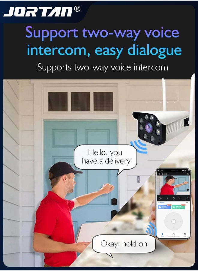 JORTAN - Full HD 1080P/2.0MP Panoramic Wifi Camera Outdoor PTZ Camera Waterproof IP66 Metal Bullet Camera with 3.6mm Lens & Remote Control & Two Way Audio & Object Tracking & Lightning Protection - Image 1