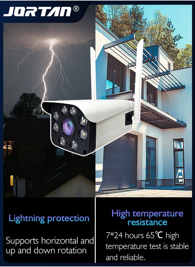 JORTAN - Full HD 1080P/2.0MP Panoramic Wifi Camera Outdoor PTZ Camera Waterproof IP66 Metal Bullet Camera with 3.6mm Lens & Remote Control & Two Way Audio & Object Tracking & Lightning Protection - Image 1