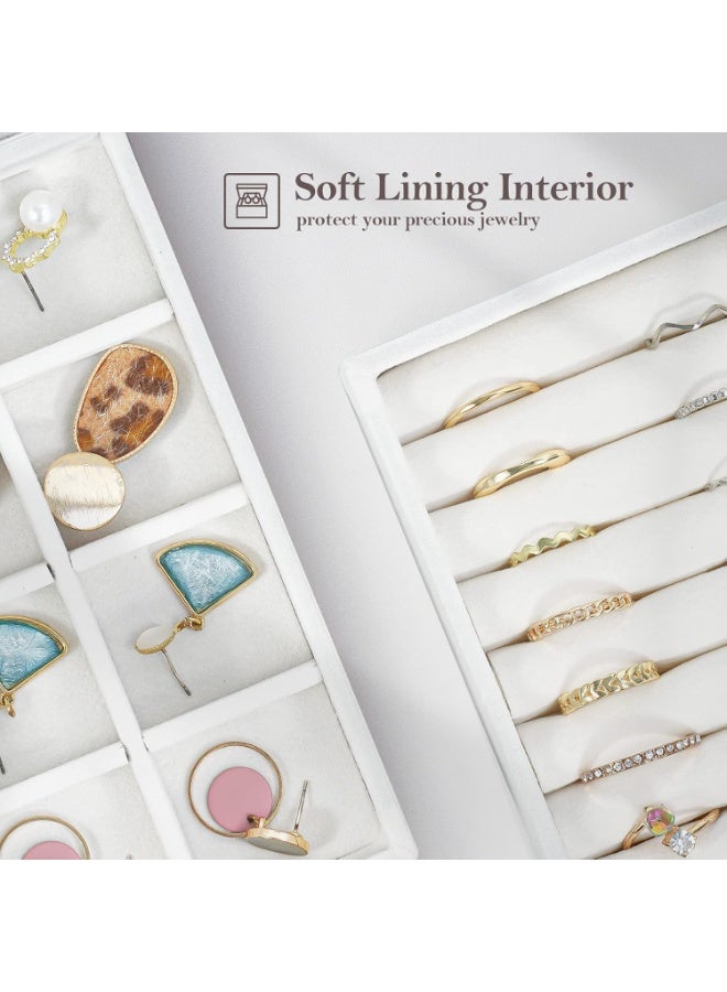 HOMESTAR Set of 4 Stackable Jewelry Organizer Trays for Drawers, Jewelry Drawer Inserts Container, Display Case Storage for Earring, Necklace, Rings, Bracelet, White - Image 4