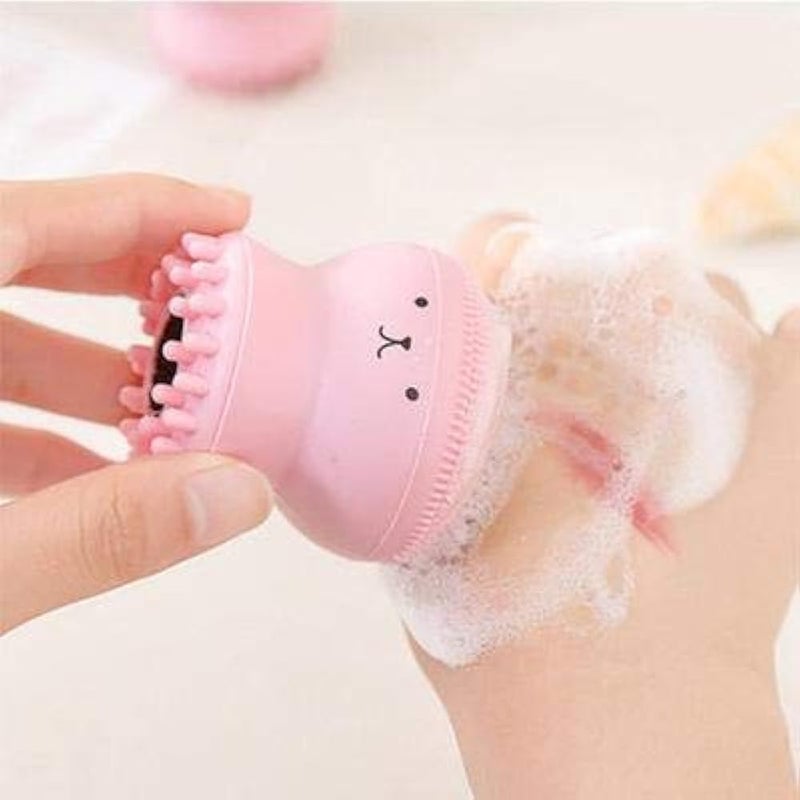Soft silicone facial cleansing exfoliating blackhead remover skin spa oval scrub tool brush - assorted colors - Image 2