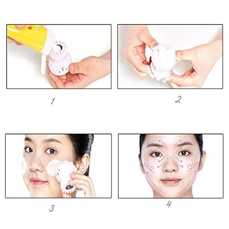 Soft silicone facial cleansing exfoliating blackhead remover skin spa oval scrub tool brush - assorted colors - Image 3