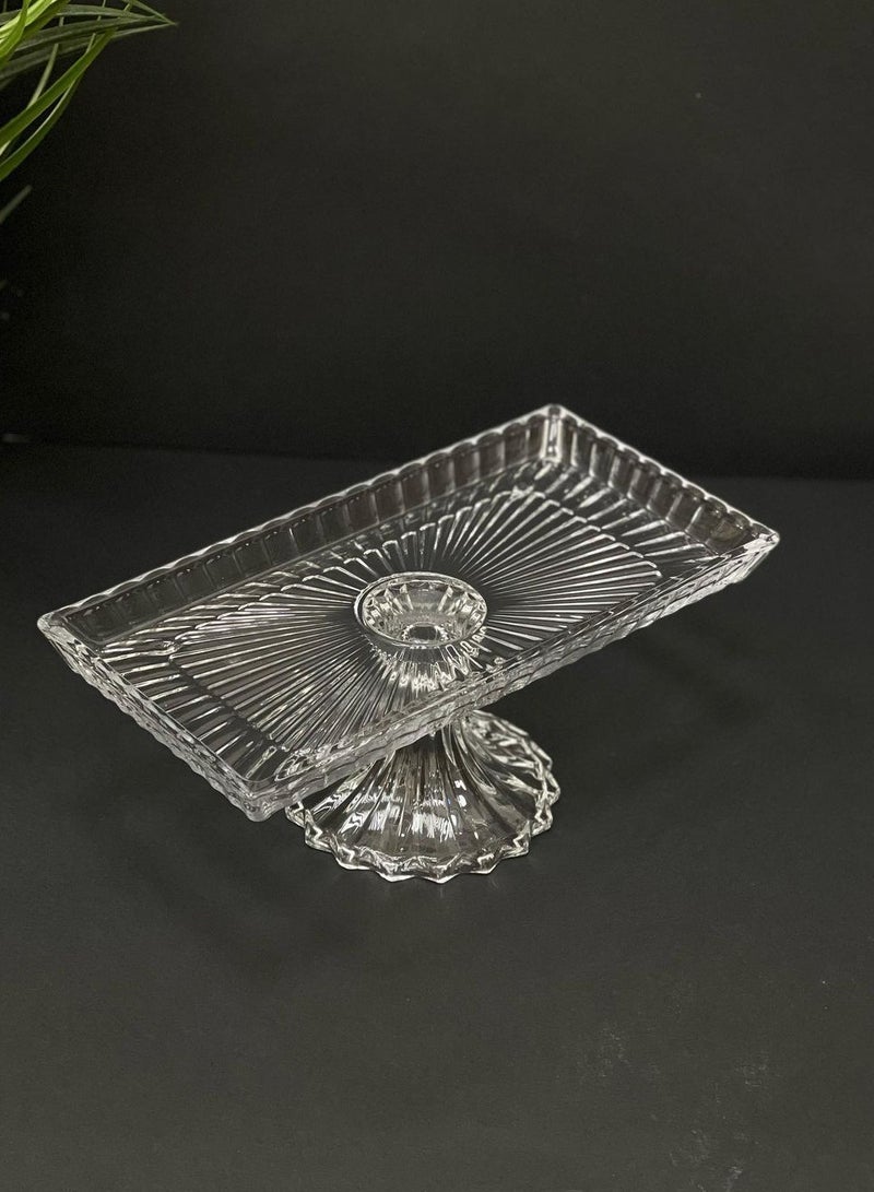 A multi-use Glass Serving Dish with a Base for Sweets and Fruits 27*14*10