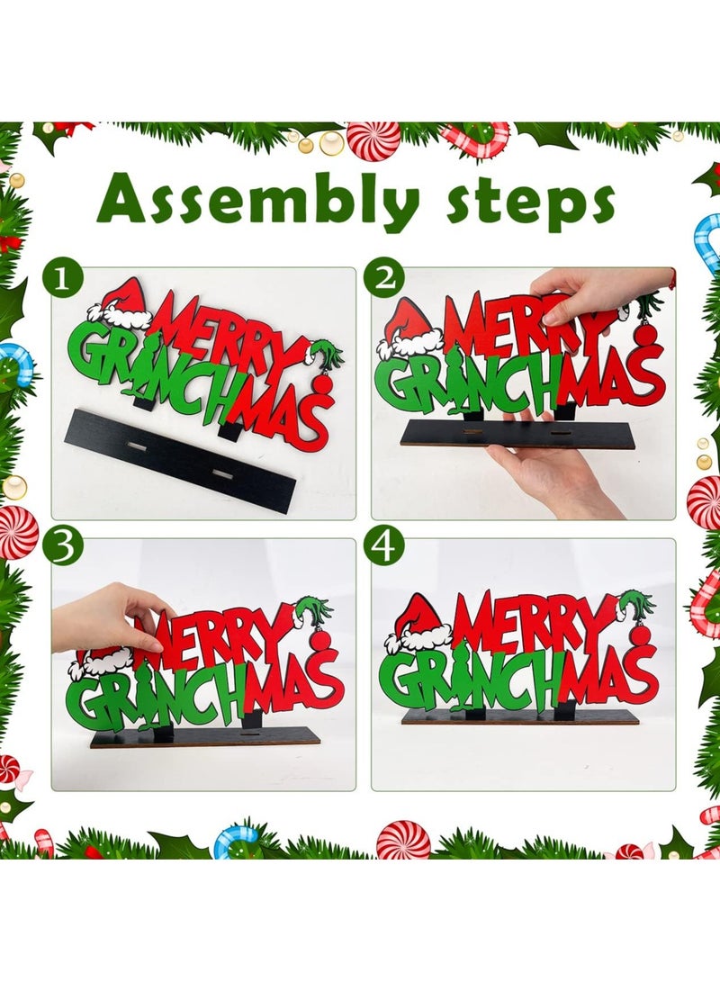 Eworld Merry Christmas Acrylic Table Decorations, Easy-to-Assemble Festive Centerpiece Signs & Table Toppers in Vibrant Red and Green, Perfect for Holiday Parties, Winter Festivals & New Year Celebrations (6.5 x 11.8 inches) - Image 3