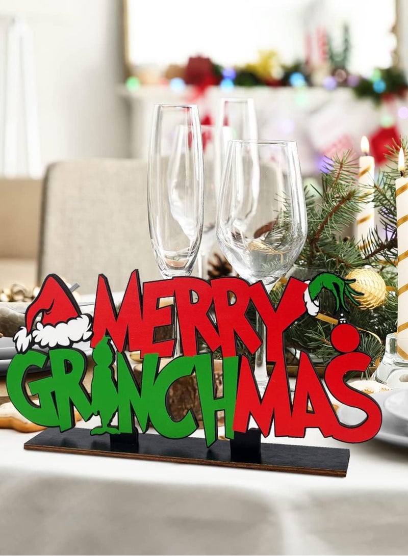 Eworld Merry Christmas Acrylic Table Decorations, Easy-to-Assemble Festive Centerpiece Signs & Table Toppers in Vibrant Red and Green, Perfect for Holiday Parties, Winter Festivals & New Year Celebrations (6.5 x 11.8 inches) - Image 4