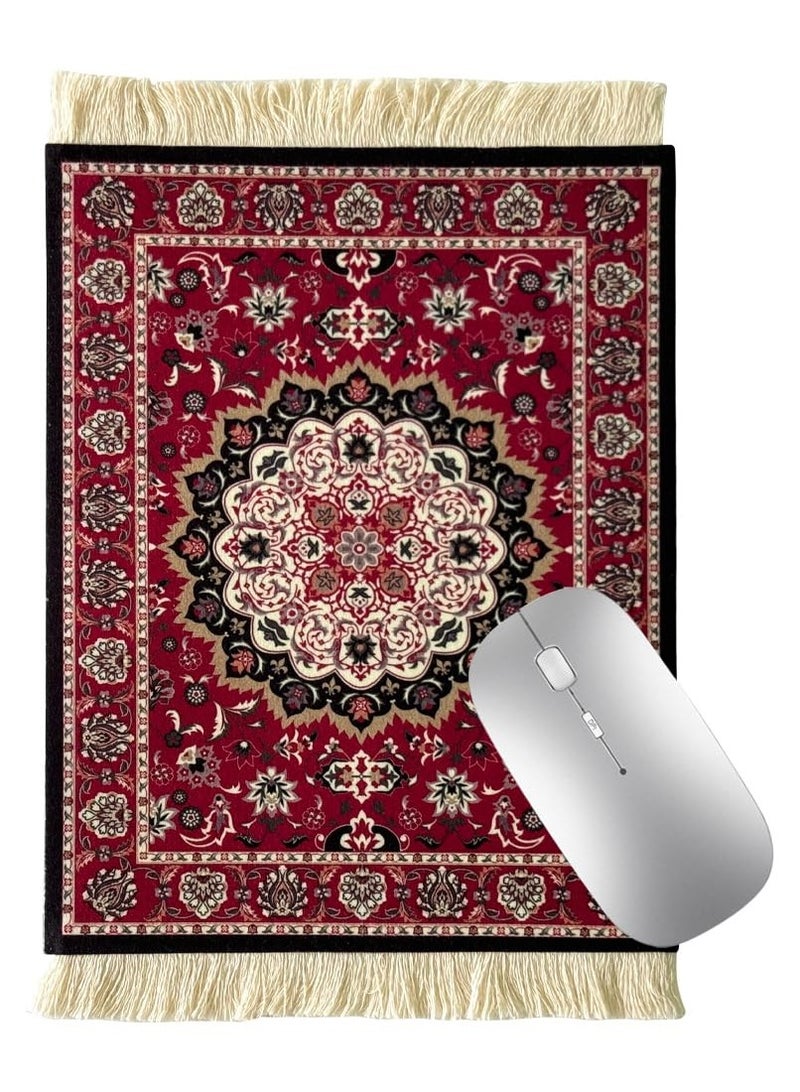 Persian Carpet Style Coasters Mouse Pad  Oriental Vintage Bohemian Rug Desk Pad Miniature Mouse Mat Coaster Table Décor for Office Home  - Image 1
