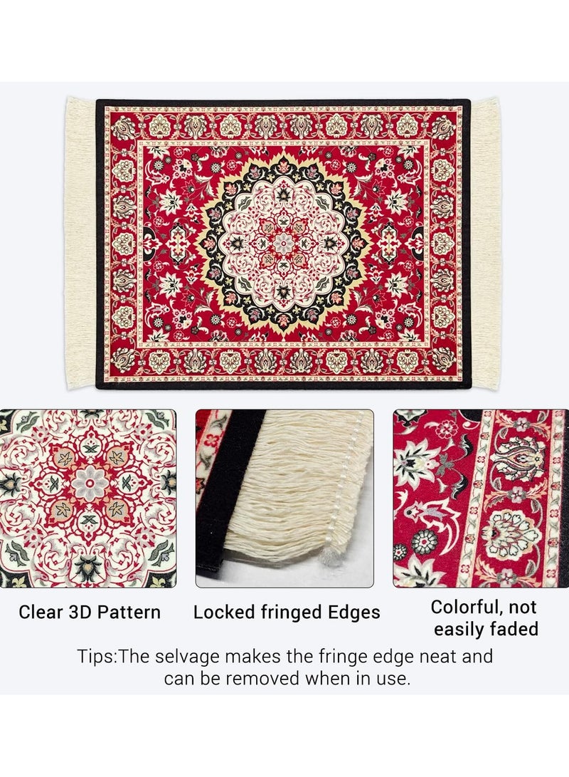 Persian Carpet Style Coasters Mouse Pad  Oriental Vintage Bohemian Rug Desk Pad Miniature Mouse Mat Coaster Table Décor for Office Home  - Image 4