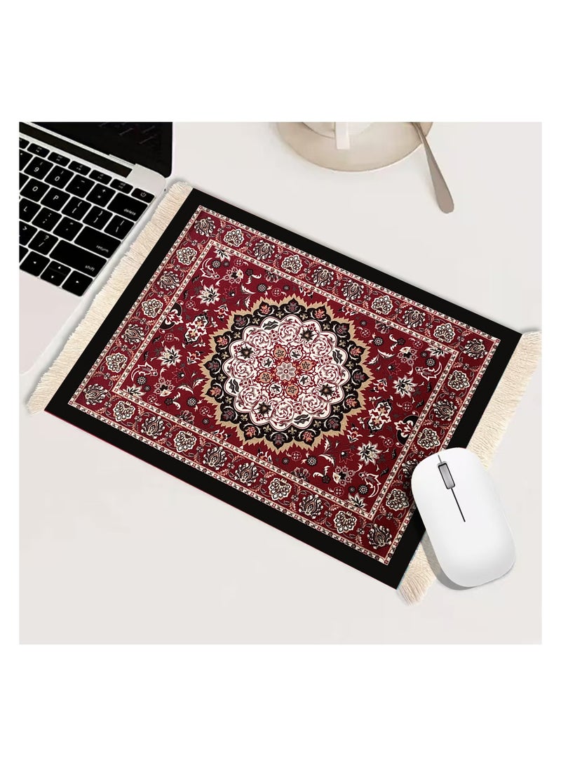 Persian Carpet Style Coasters Mouse Pad  Oriental Vintage Bohemian Rug Desk Pad Miniature Mouse Mat Coaster Table Décor for Office Home  - Image 3