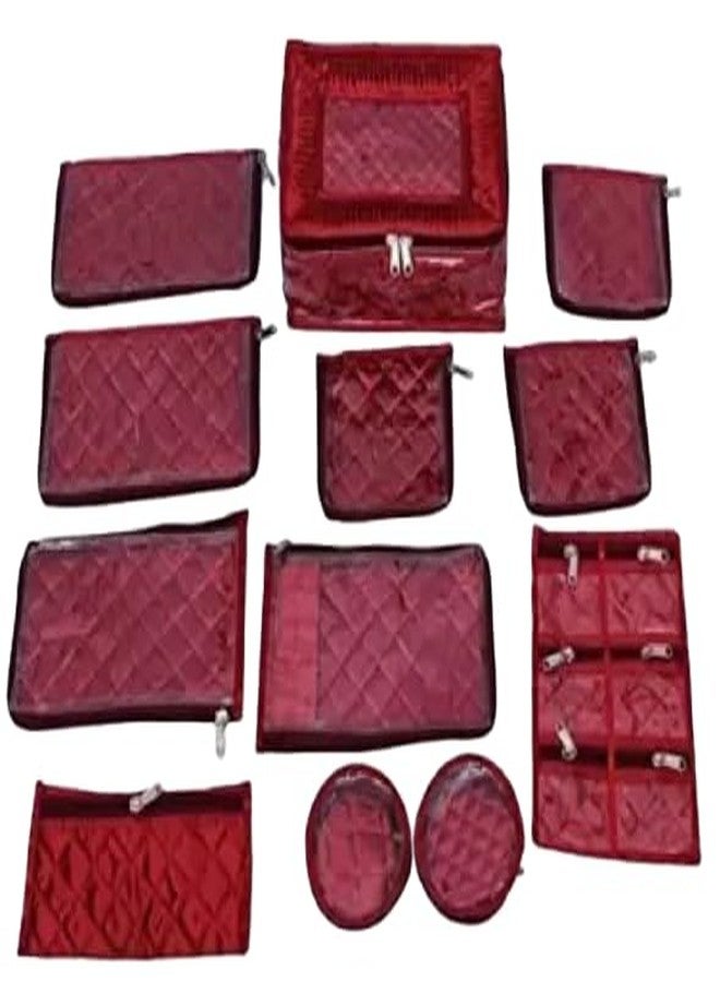 BriKSHi Jewelry Organizer Box – Space-Saving Storage for All Accessories with Secure Zipper & Soft Interior (12 pcs)(Red) - Image 4