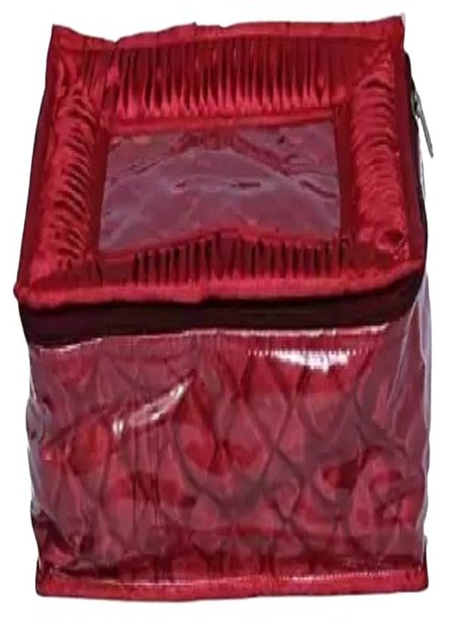 BriKSHi Jewelry Organizer Box – Space-Saving Storage for All Accessories with Secure Zipper & Soft Interior (12 pcs)(Red) - Image 2